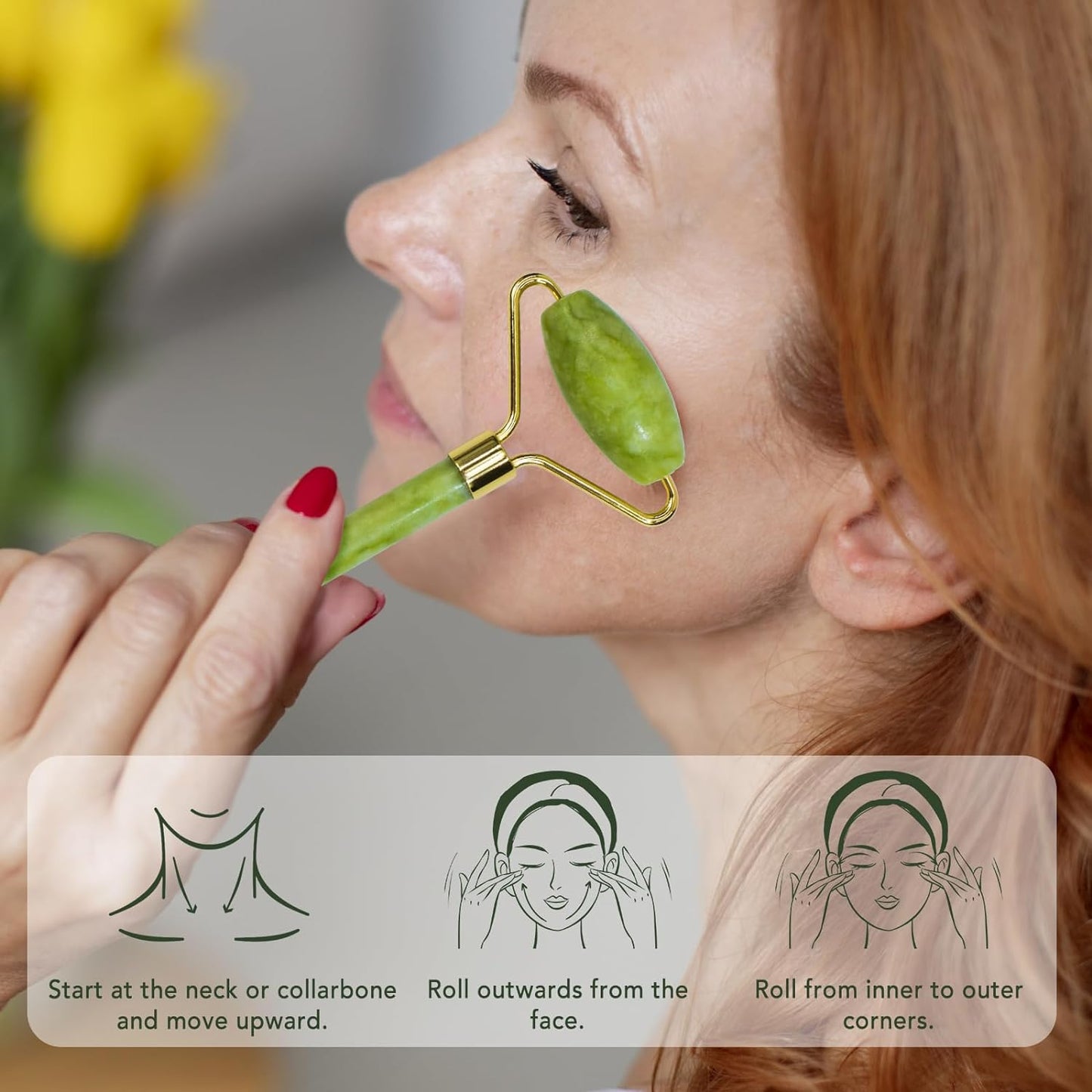 Jade Roller & Gua Sha Set for Face & Skin Care