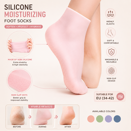 2 Pcs Silicone Moisturizing Socks for Cracked Heels