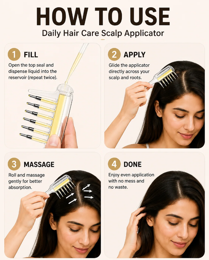 Hair Oil Applicator Comb – Scalp Oiling & Massage Tool