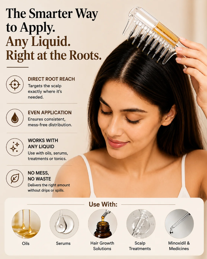 Hair Oil Applicator Comb – Scalp Oiling & Massage Tool