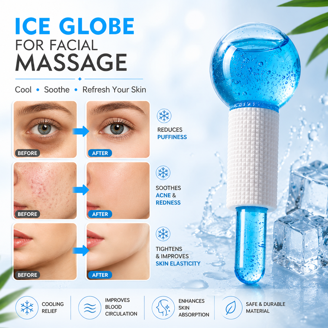 Crystal Ice Globes – Cooling Face & Eye Massage Tools