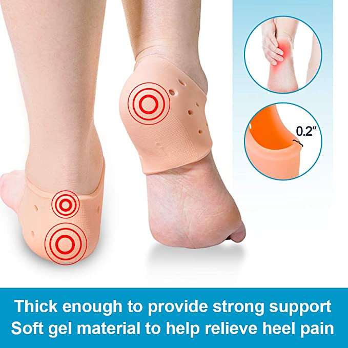 2 Pcs Silicone Heel Pads for Cracked Heels & Heel Protection