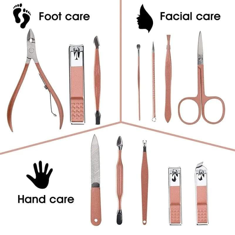 16-Piece Professional Manicure & Pedicure Kit with Leather Case