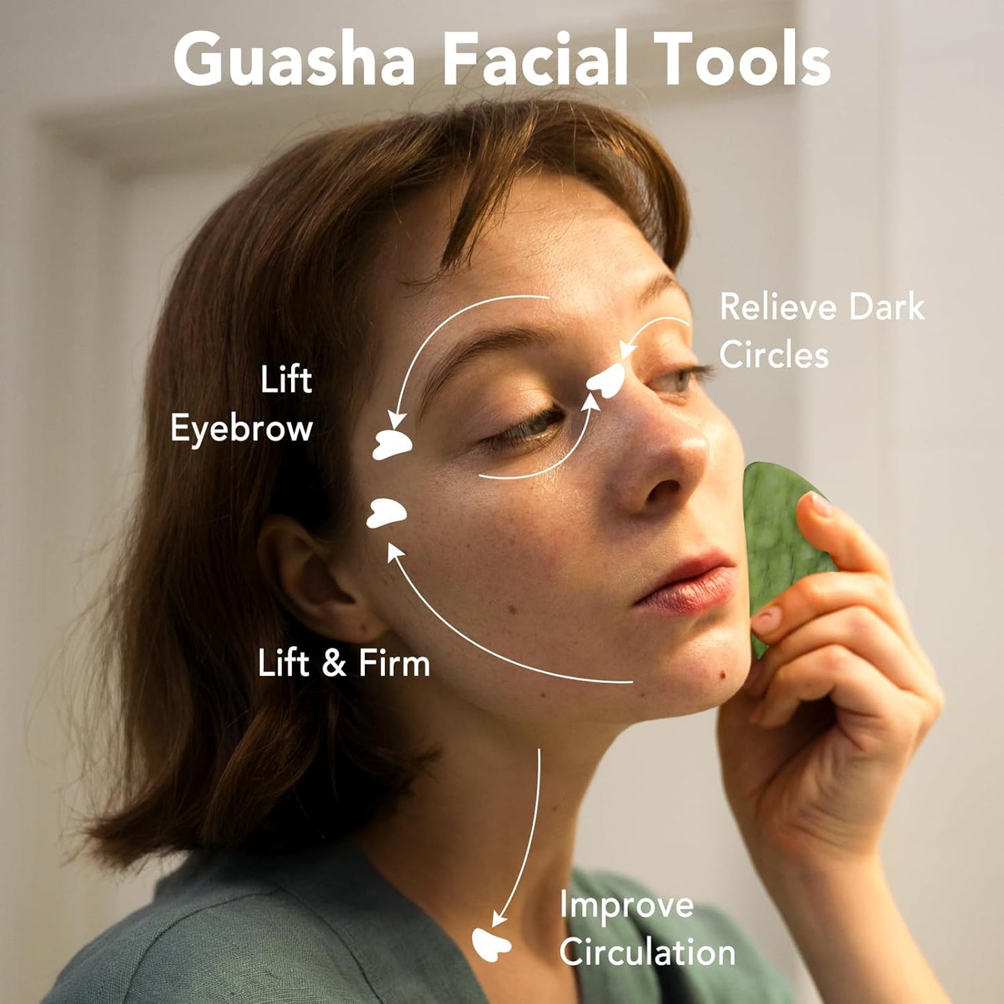 Jade Roller & Gua Sha Set for Face & Skin Care