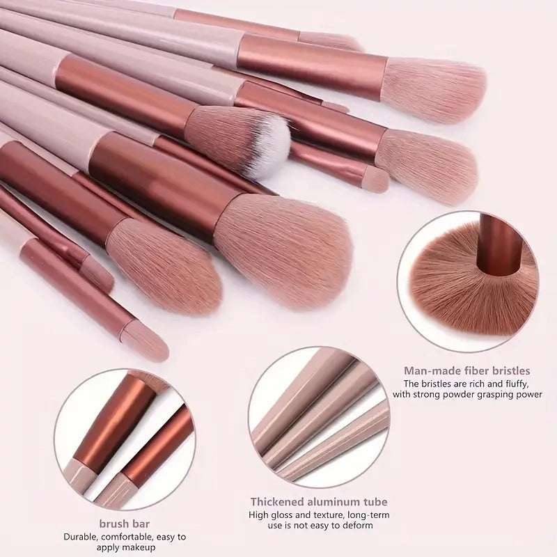 13 Pcs Professional Makeup Brush Set with Beauty Sponge & Travel Bag