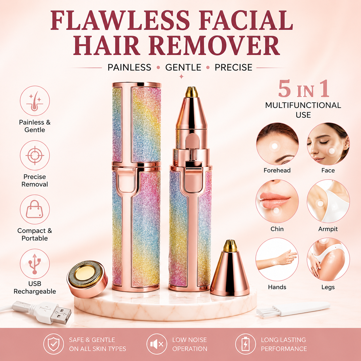 2-in-1 Eyebrow & Facial Hair Remover – Precision Trimmer By Husn o Jamaal