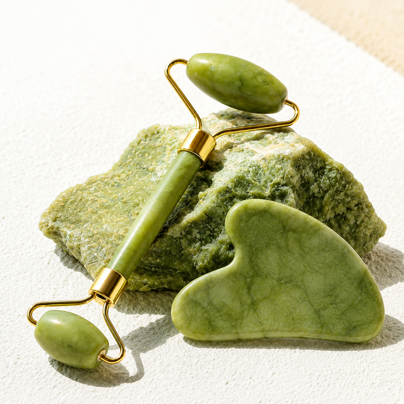 Jade Roller & Gua Sha Set for Face & Skin Care