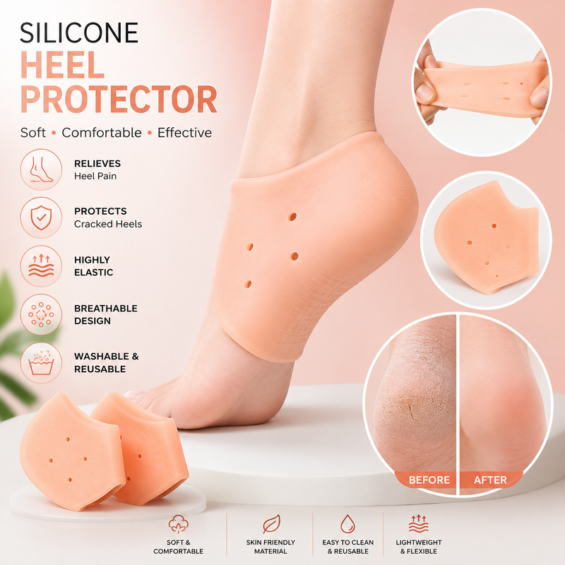 2 Pcs Silicone Heel Pads for Cracked Heels & Heel Protection