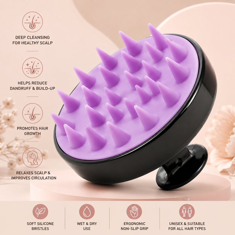 Soft Silicone Shampoo Brush & Scalp Massager for Hair Care