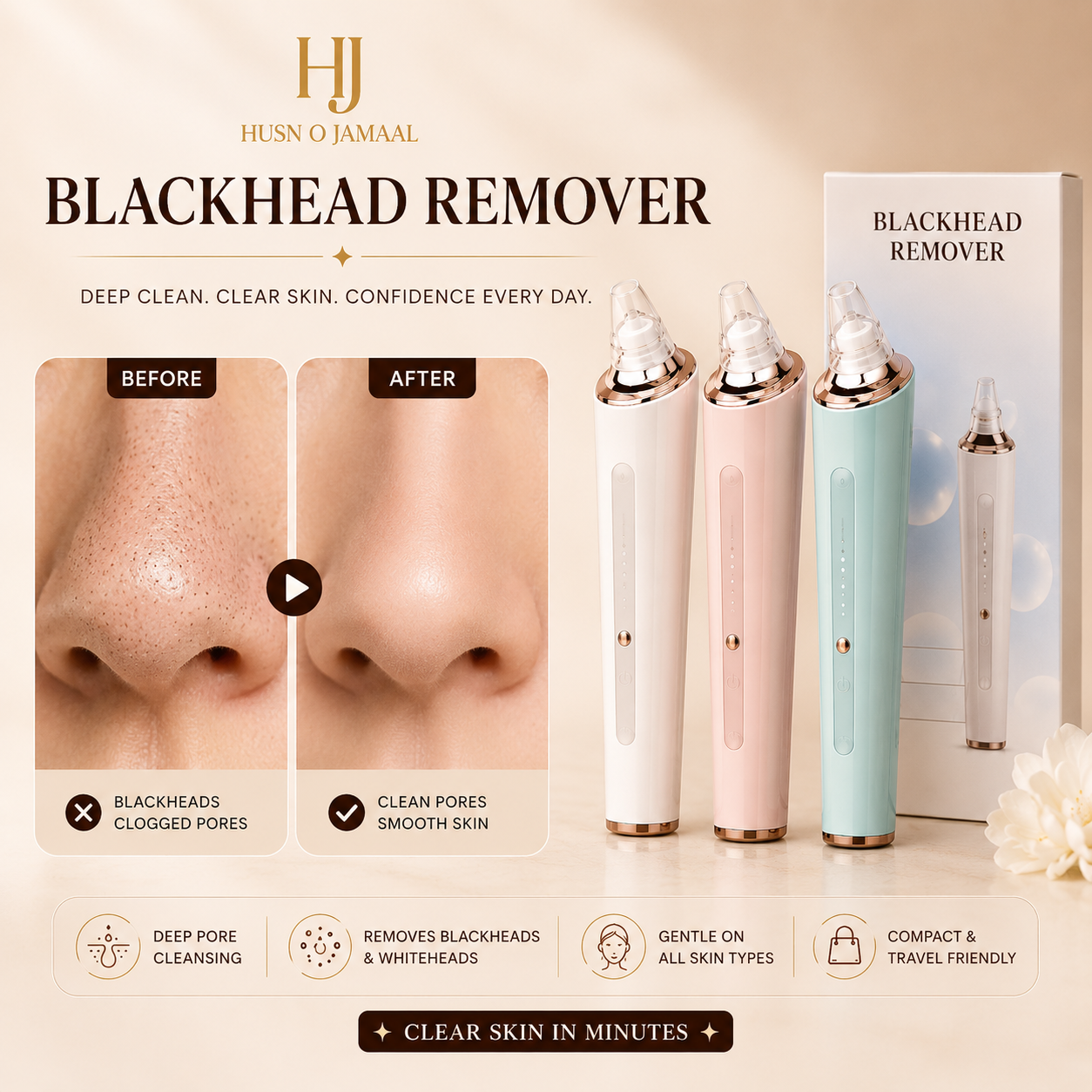 4-in-1 Blackhead Remover Machine – Derma Suction Pore Vacuum Cleaner
