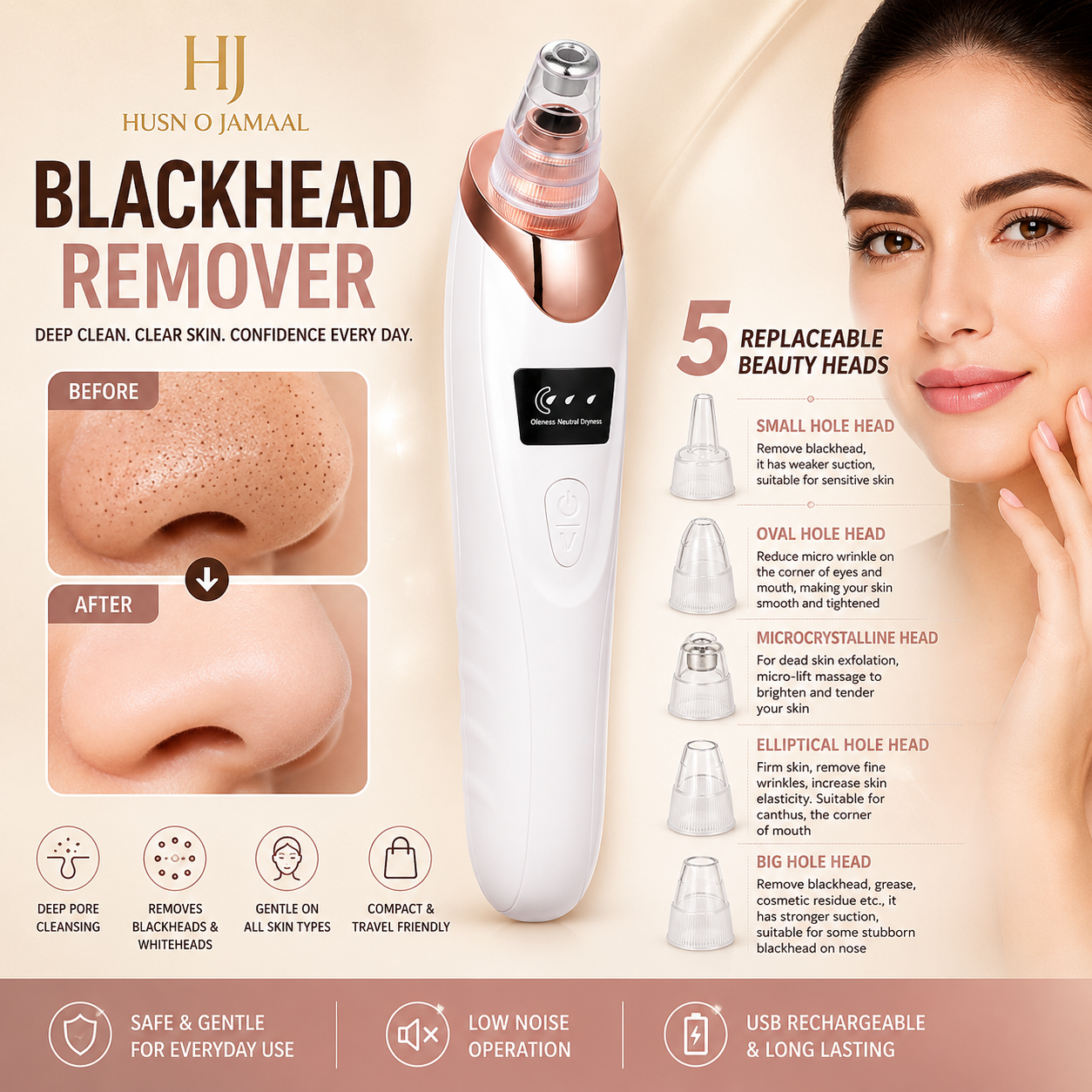 5-in-1 Blackhead Remover Machine – Derma Suction Pore Vacuum Cleaner