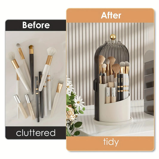 360° Rotating Makeup Brush Organizer - Bird Cage Style - HoJ