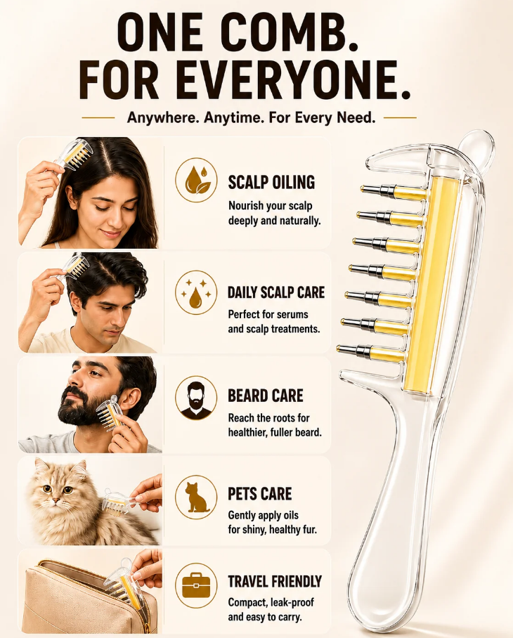 Hair Oil Applicator Comb – Scalp Oiling & Massage Tool
