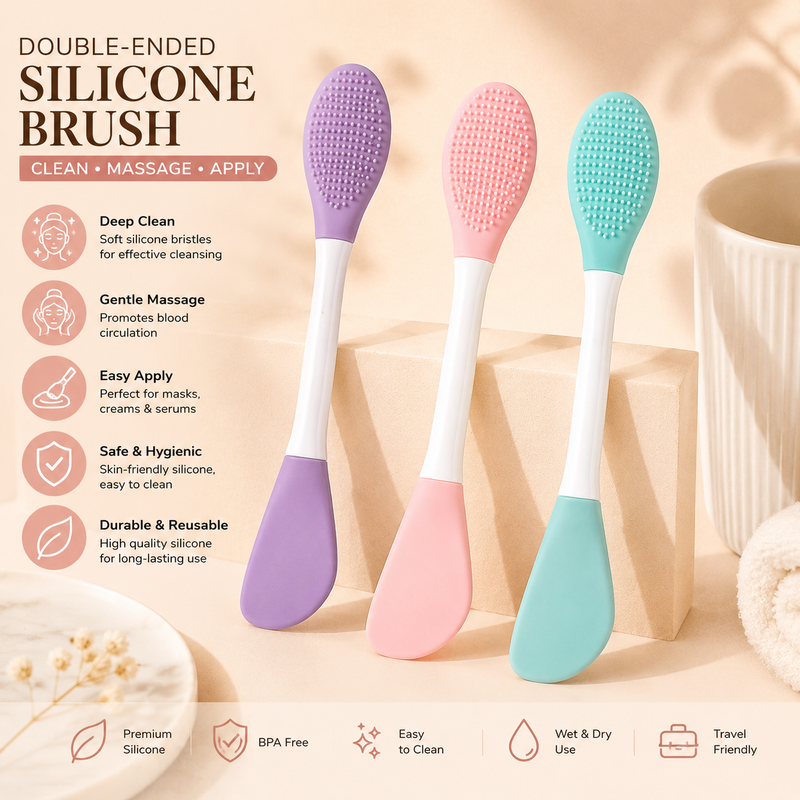 2-in-1 Facial Mask Applicator & Cleansing Brush for Skincare