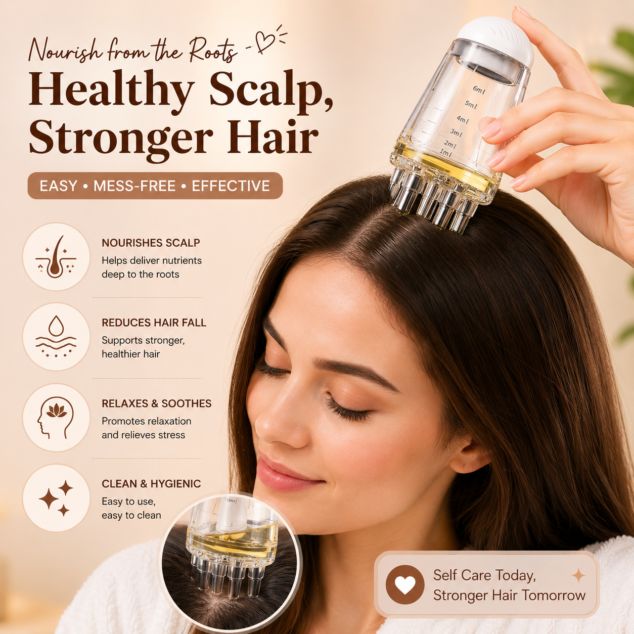Mini Portable Scalp Applicator Comb | Hair Oil & Serum Massage Applicator