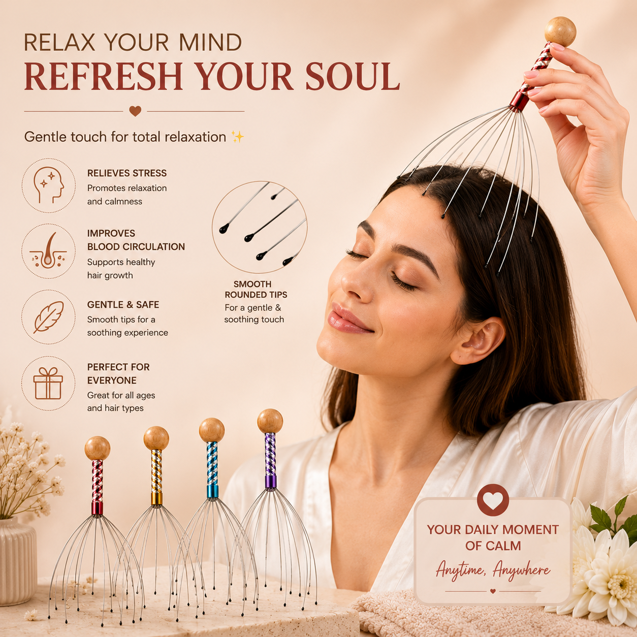 Octopus Head Scalp Massager | Stainless Steel Head Massage Tool