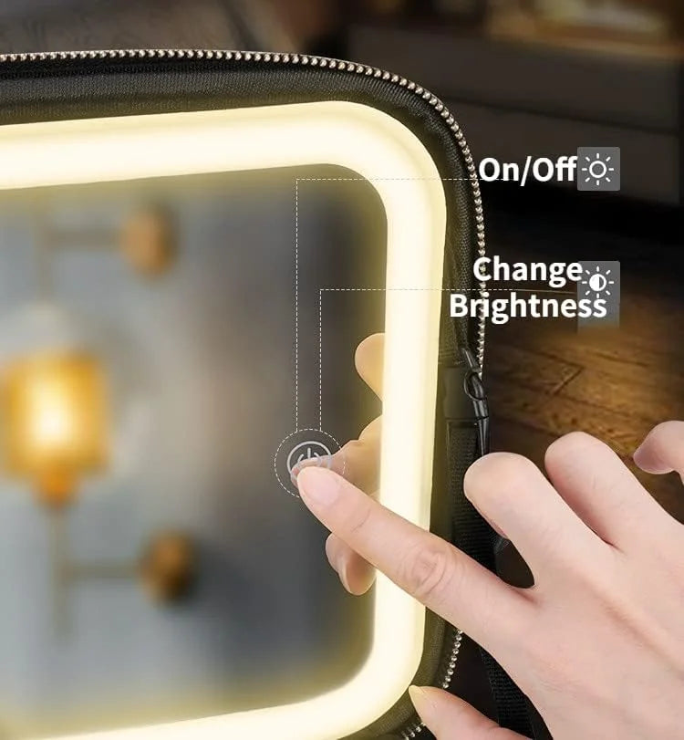 LED Cosmetic Bag with Mirror & USB Charging by HOJ