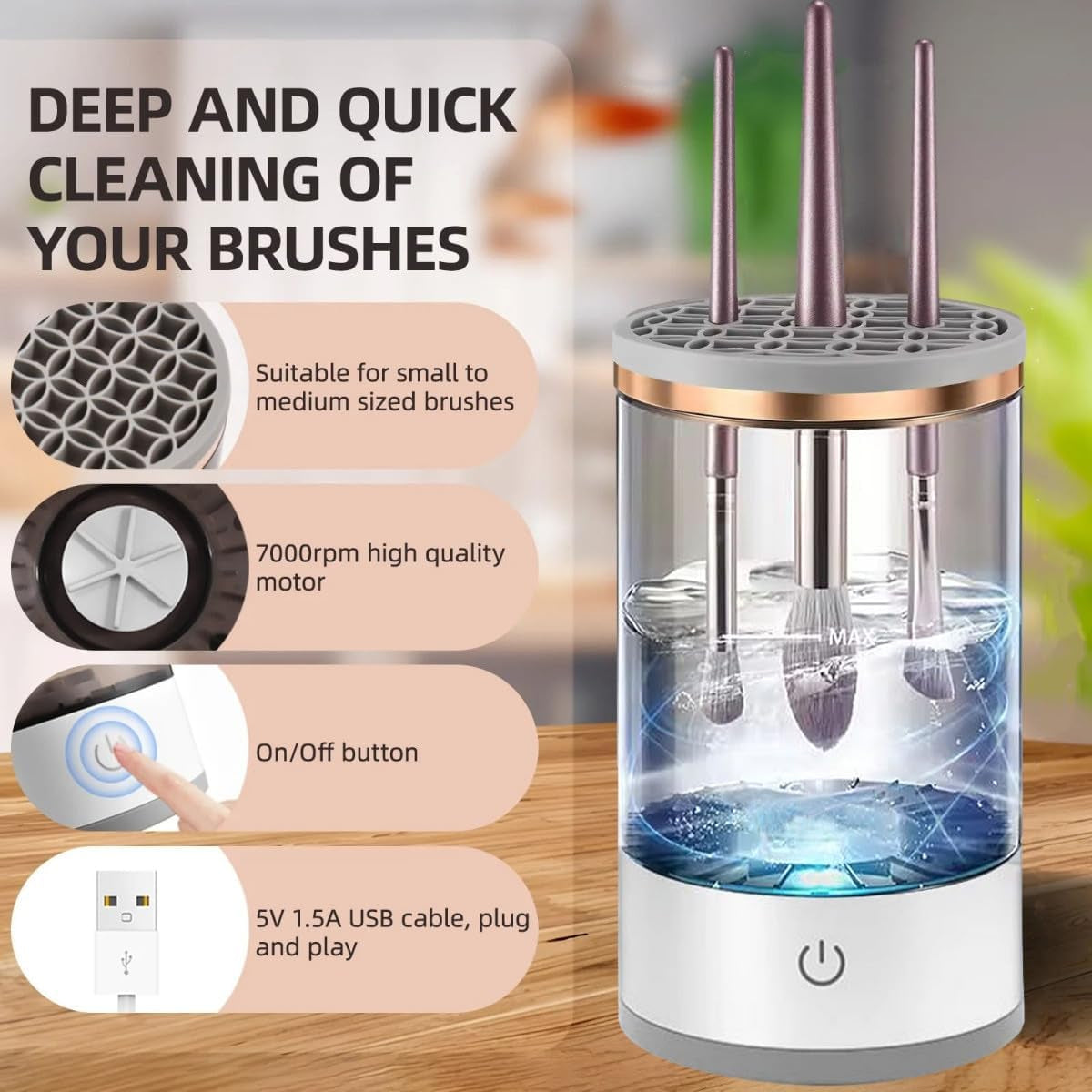 Electric USB Makeup Brush Cleaner & Dryer | Automatic Brush Cleaning Machine